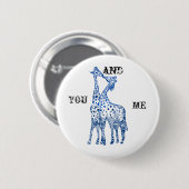 5 Cm Toi et moi Girafes Baiser Badge Rond (Devant & derrière)
