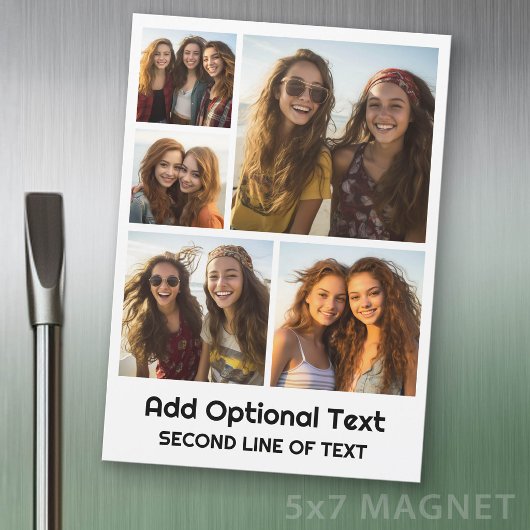 5 Collage de photos -- Texte facultatif -- Magnet