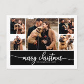 5 Collage Stylish Merry Christmas Black Briefkaart (Voorkant)