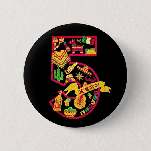 5 De Mayo - Mexicaanse pictogrammen Ronde Button 5,7 Cm (Voorkant)