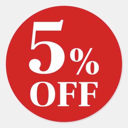 5% de réduction Autocollant rond classique à fond (Devant)
