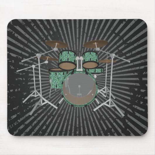 5 delige Drum Kit - Aangepaste groene drums - Mous Muismat (Voorkant)