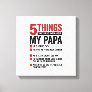 5 dingen over mijn papa grappig vintage shirt ontw canvas afdruk