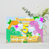 5 Dinosaur Birthday Party uitnodigingen (Staand voorkant)