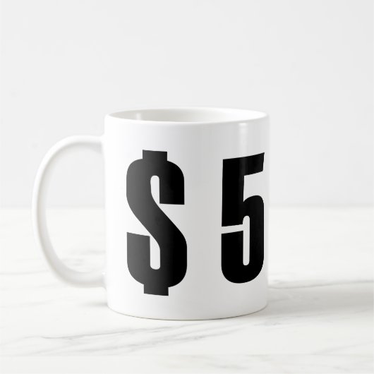 5 dollar koffiemok (Links)