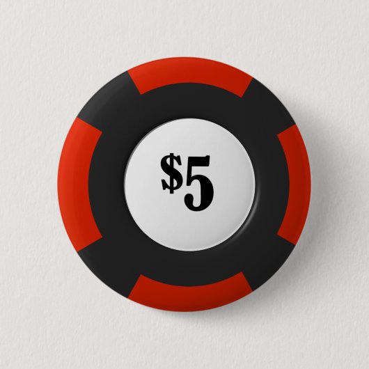 5 dollar pokerchip ronde button 5,7 cm (Voorkant)