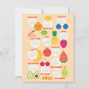 5 Een Dag Kawaii Fruit 2026 Kalender Briefkaart