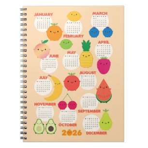 5 Een Dag Kawaii Fruit 2026 Kalender Notitieboek
