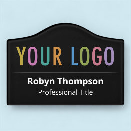 5 en Acrylique Noir Nom Plaque Auto-Adhésif Office