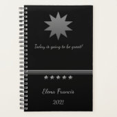 5 étoiles Silver Text Black Professional Planner (Devant)