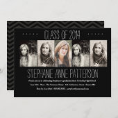 5 faire-part chic moderne |Black d'obtention du (Devant / Derrière)