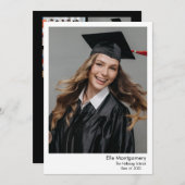 5 Faire-part de remise de diplôme noir et blanc ph (Devant / Derrière)