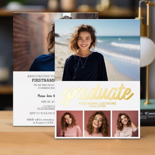 5 Faire-part photo Invitation de la fête de gradua