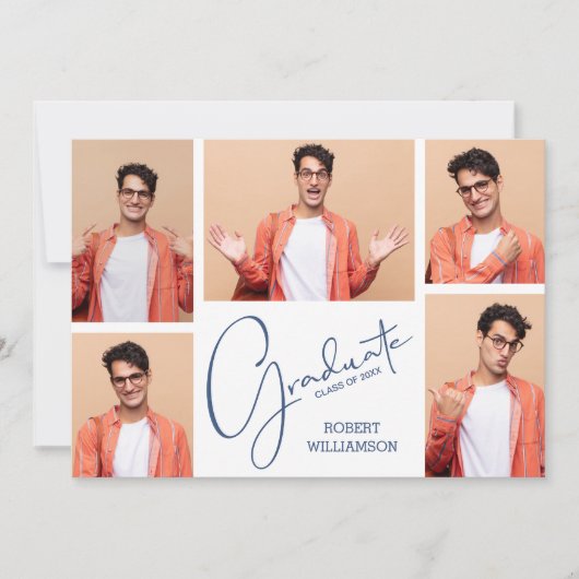 5 Foto Afstuderen Collage Chic Script Aankondiging (Voorkant)