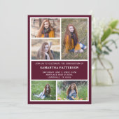 5 foto collage bordeauxrood & wit afstuderen kaart (Staand voorkant)