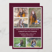 5 foto collage bordeauxrood & wit afstuderen kaart (Voorkant / Achterkant)