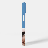 5 Foto Collage Familie Monogram Naam Slate Blue Case-Mate iPhone Case (Achterkant / Rechts)