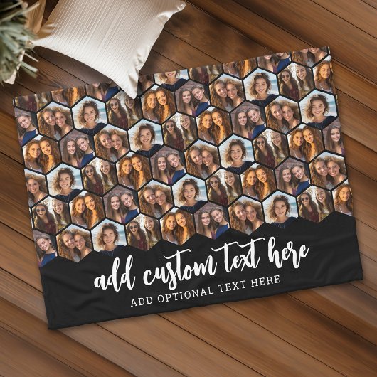 5 Foto Collage Funky Hexagon Pattern - zwart Fleece Deken