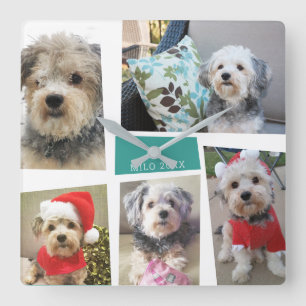 5 Foto collage Funky Mid Century Moderne Hoeken Vierkante Klok