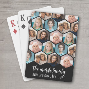 5 foto collage - funky zeshoekig patroon - zwart pokerkaarten