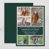 5 Foto Collage Green & White Afstuderen Kaart (Voorkant / Achterkant)