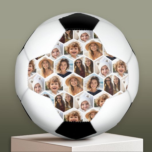 5 Foto Collage Honingraat Hexagon Patroon - wit Voetbal
