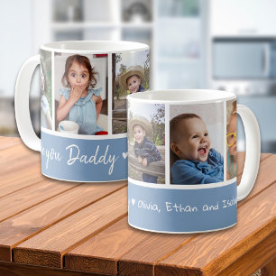 5 Foto Collage Lieve Papa Blauw En Wit Koffiemok