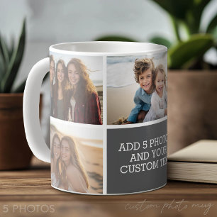 5 foto collage met tekst - Minimaal grijs wit Koffiemok