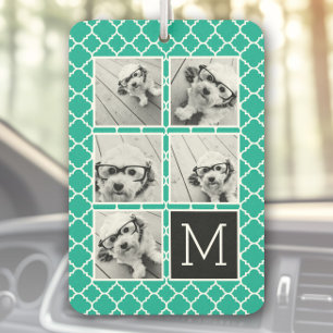5 Foto Collage Monogram - Smaragdgroen en Zwart Luchtverfrisser