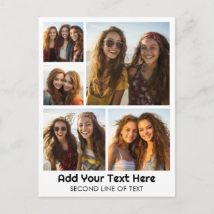 5 foto-collage optionele tekst - Minimaal modern Briefkaart
