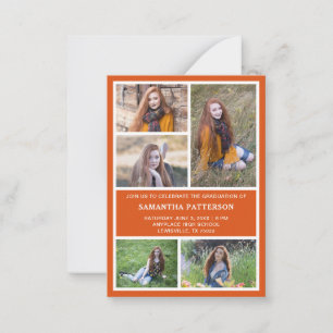 5 Foto Collage Oranje & Witte Afstudeerceremonie Notitiekaartje