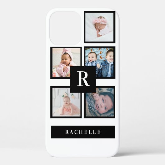 5 Foto en monogram & naam Case-Mate iPhone Case (Achterkant)