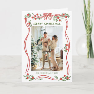 5 Foto Feestelijke Boho Rode Kerstboog lint Feestdagen Kaart