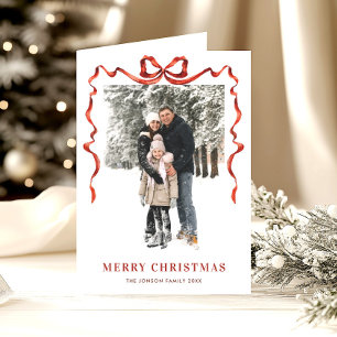 5 Foto Feestelijke Boho Rode Kerstboog lint Feestdagen Kaart