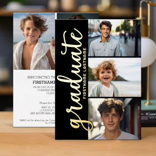 5 Foto Graduation Party Modern Script Gold Foil I Folie Uitnodiging