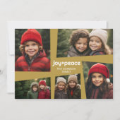 5 Foto Holiday Collage Retro Joy and Peace - Gold Feestdagenkaart (Voorkant)