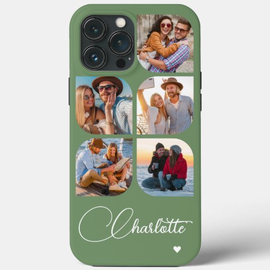 5 Foto Modern Trendy Simple Persoonlijke Naam Case-Mate iPhone Case (Achterkant)