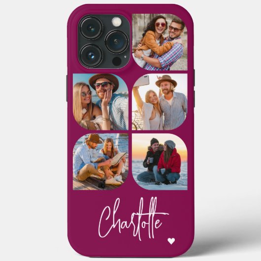 5 Foto Modern Trendy Simple Persoonlijke Naam Case-Mate iPhone Case (Achterkant)
