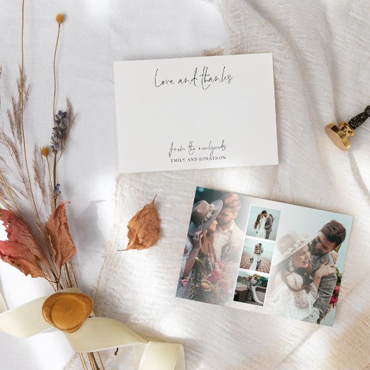 5 Foto Naam Script Wedding Pas getrouwd Love Bedan Bedankkaart