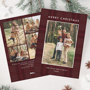 5 Foto Retro Kerstmis Plaid Groet Feestdagenkaart
