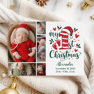 5 Foto Suikerstok Baby 1e Kerstmis Feestdagenkaart