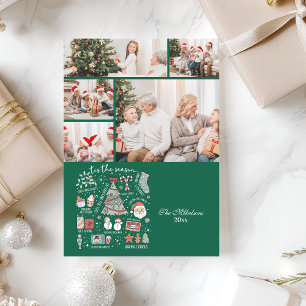 5 foto tis het seizoen retro groene kerst feestdagenkaart
