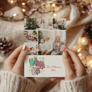 5 foto Whimsical Ho Ho Kerstfamilie Feestdagenkaart