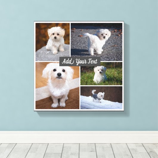 5 Fotocollage Custom Named Grey Canvas Print. (Insitu (Houten vloer))