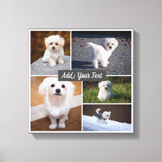 5 Fotocollage Custom Named Grey Canvas Print. (Voorkant)