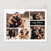 5 Foto's Collage Chic Script Merry KerstBlack Briefkaart (Voorkant)