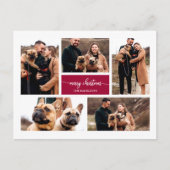 5 Foto's Collage Chic Script Merry Kerstmis Briefkaart (Voorkant)