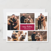 5 Foto's Collage Chic Script Merry Kerstmis Kaart (Voorkant)