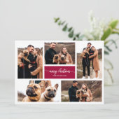5 Foto's Collage Chic Script Merry Kerstmis Kaart (Staand voorkant)