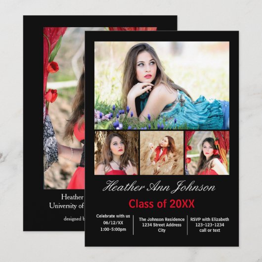 5 Foto's Collage Verticaal - Aankondiging Afstudee (Voorkant / Achterkant)